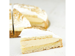 Lemon meringue cake 27cm - 10pers - 1200g  gesneden  Mekabe